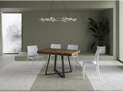 Mesa extensible 120/204x80 cm Abbraccio efecto madera nogal patas antracita