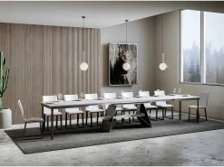 Mesa extensible 90x180/440 cm Baita Evolution Fresno Blanco estructura Antracita