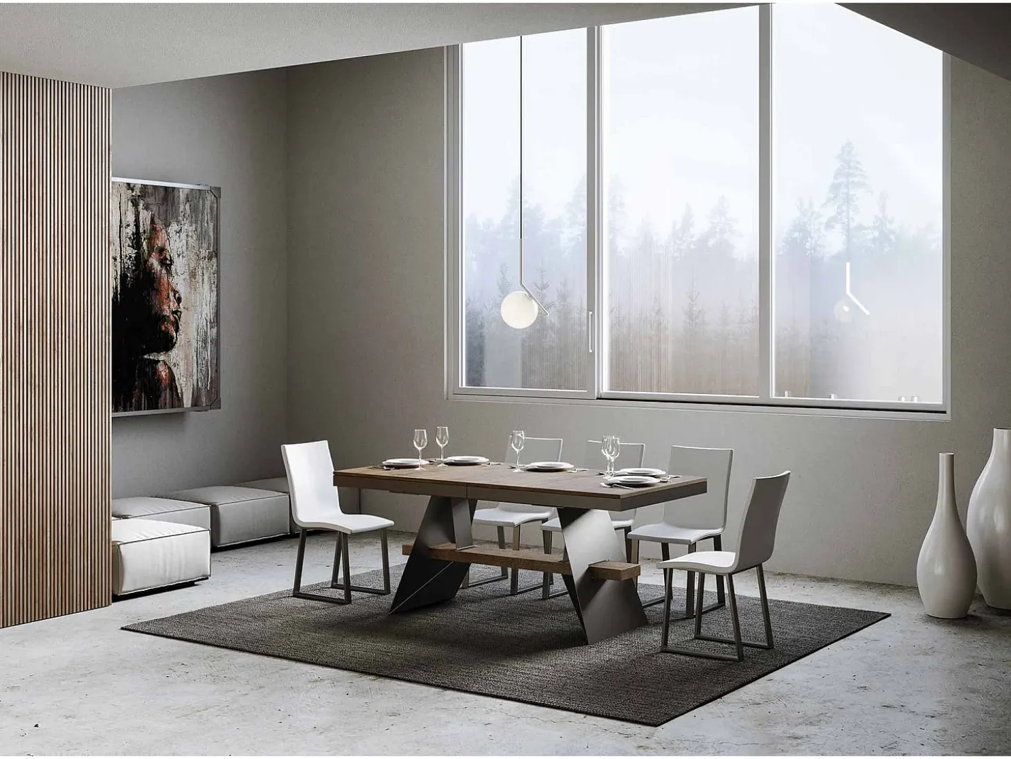 Mesa extensible 90x160/420 cm Baita Evolution Nogal estructura Antracita
