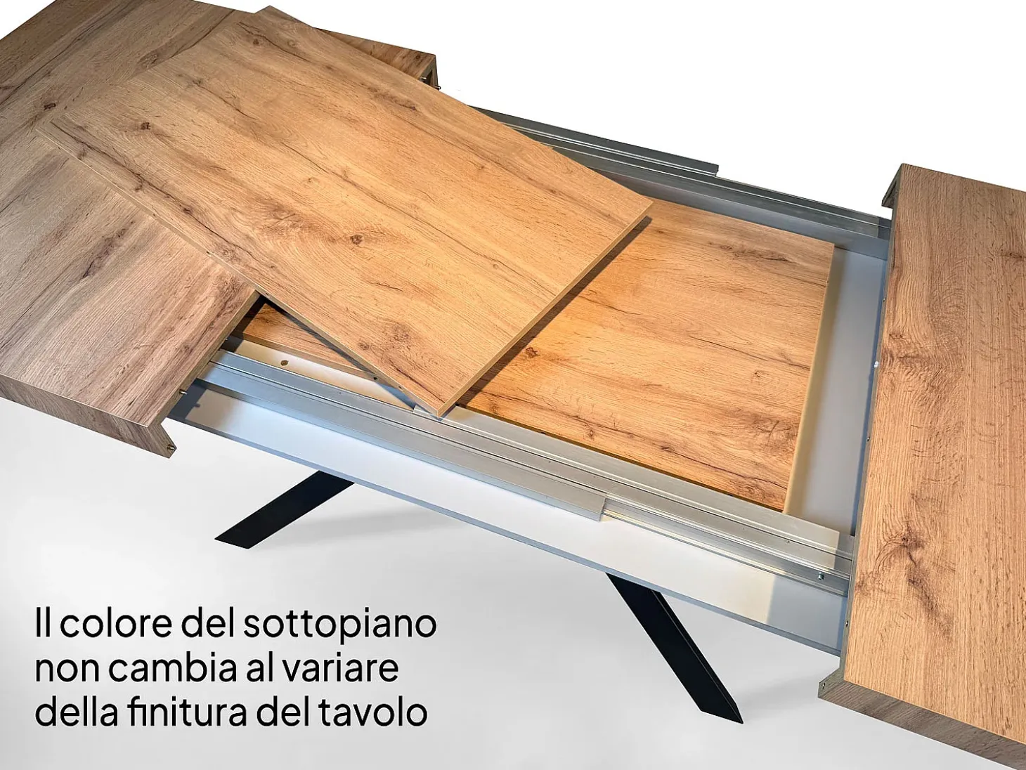 Mesa extensible 90x160/420 cm Baita Evolution Nogal estructura Antracita