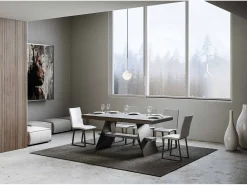 Mesa extensible 90x160/264 cm Baita Evolution Cemento estructura Antracita