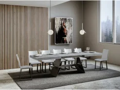 Mesa extensible 90x160/420 cm Baita Cemento estructura Antracita