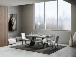 Mesa extensible 90x160/420 cm Baita Cemento estructura Antracita