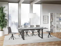 Mesa extensible 90x160/220 cm Bandos Cemento estructura Antracita