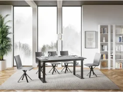 Mesa extensible 90x160/220 cm Bandos Cemento estructura Antracita