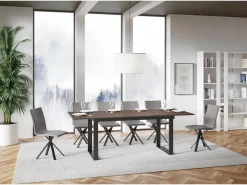 Mesa extensible 90x160/220 cm Bandos Nogal estructura Antracita