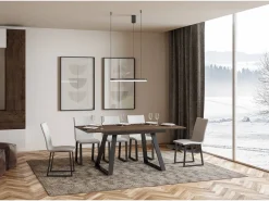 Mesa extensible 90x120/180 cm Bernadette Nogal estructura Antracita
