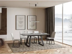 Mesa extensible 90x120/180 cm Bernadette Cemento estructura Antracita