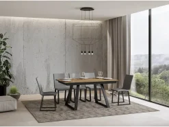 Mesa extensible 90x160/220 cm Bernadette Roble Natural estructura Antracita
