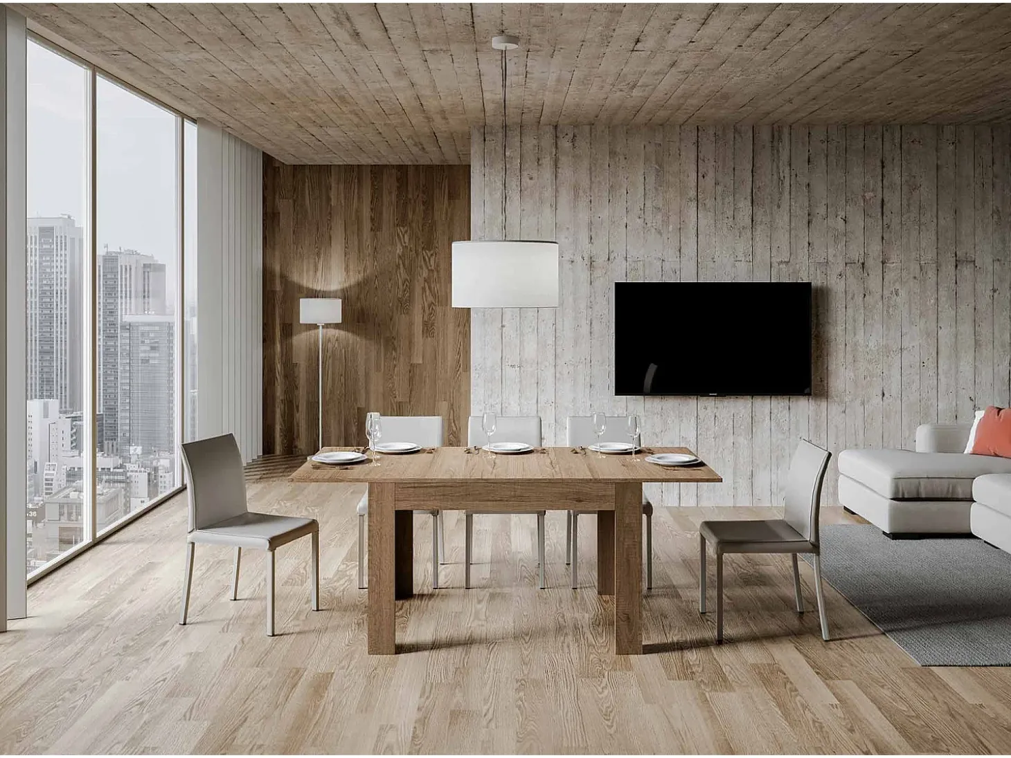 Mesa extensible 90x120/180 cm Bibi Roble Natural