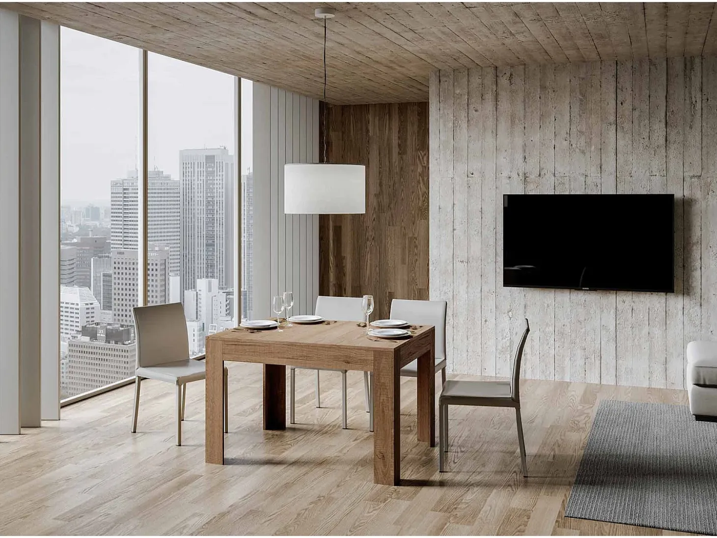 Mesa extensible 90x120/180 cm Bibi Roble Natural