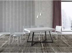 Mesa extensible 160/264x90 cm Booster fresno blanco patas antracita