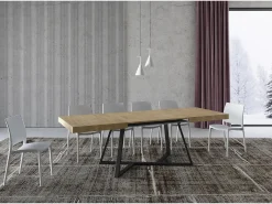 Mesa extensible 160/264x90 cm Booster roble natural patas antracita