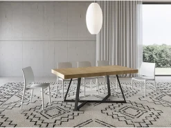 Mesa extensible 200/460x90 cm Booster efecto madera roble natural patas antracita