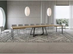 Mesa extensible 200/460x90 cm Booster efecto madera roble natural patas antracita