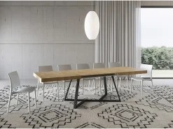 Mesa extensible 200/460x90 cm Booster efecto madera roble natural patas antracita