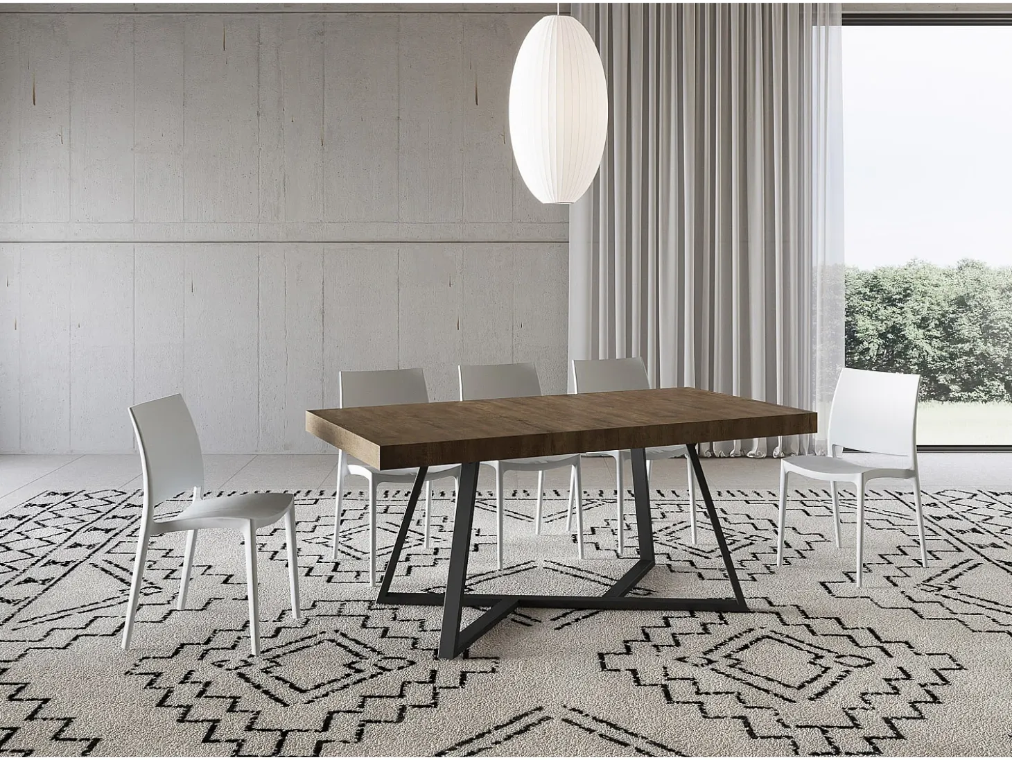 Mesa extensible 180/440x90 cm Booster nogal patas antracita