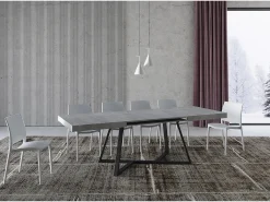 Mesa extensible 140/400x90 cm Booster cemento patas antracita