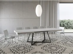 Mesa extensible 200/460x90 cm Booster efecto madera fresno blanco patas antracita