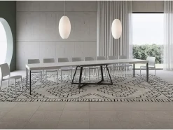 Mesa extensible 200/460x90 cm Booster efecto madera fresno blanco patas antracita