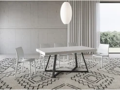 Mesa extensible 200/460x90 cm Booster efecto madera fresno blanco patas antracita