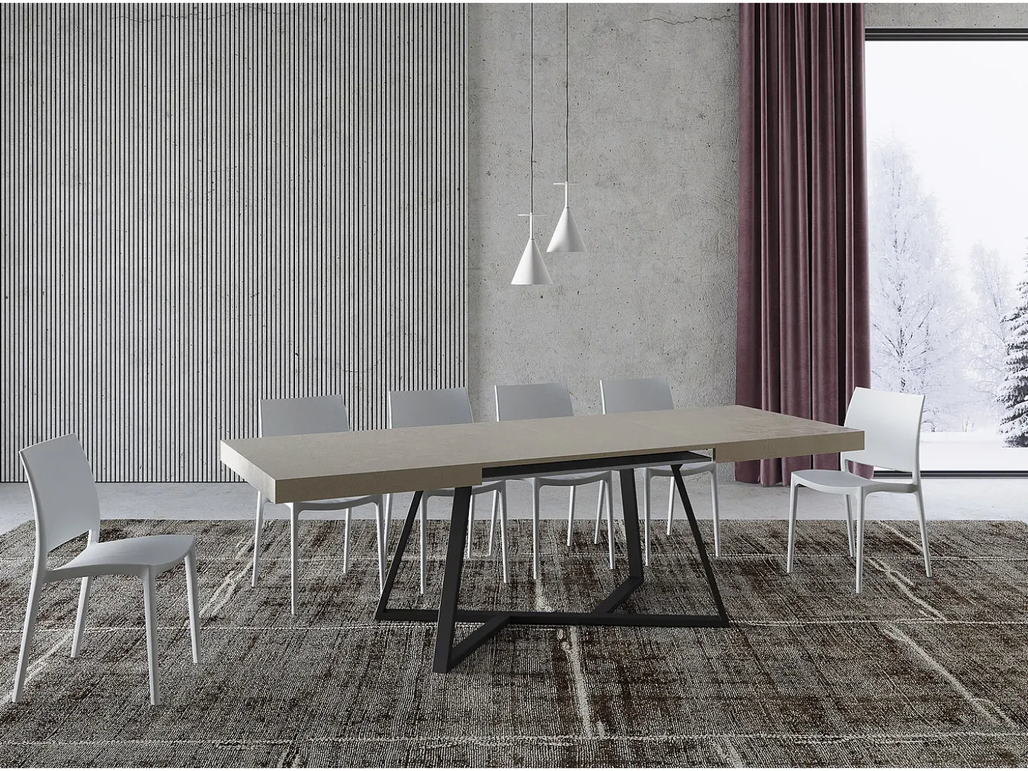 Mesa extensible 160/420X90 cm Booster cachemira patas antracita
