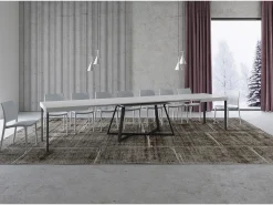 Mesa extensible 160/420X90 cm Booster fresno blanco patas antracita