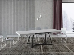 Mesa extensible 140/400x90 cm Booster fresno blanco patas antracita