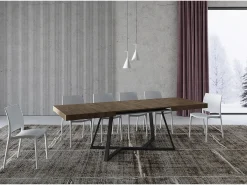 Mesa extensible 160/264x90 cm Booster nogal patas antracita