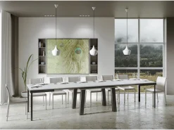 Mesa extensible 90x180/440 cm Bridge Evolution Fresno Blanco estructura Antracita