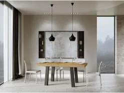 Mesa extensible 90x180/440 cm Bridge Roble Natural estructura Antracita