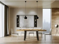 Mesa extensible 90x180/440 cm Bridge Roble Natural estructura Antracita