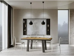 Mesa extensible 90x160/420 cm Bridge Evolution Roble Natural estructura Antracita