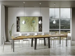 Mesa extensible 90x160/420 cm Bridge Roble Natural estructura Antracita