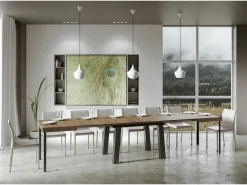 Mesa extensible 90x200/460 cm Bridge Nogal estructura Antracita