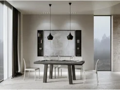 Mesa extensible 90x160/420 cm Bridge Evolution Cemento estructura Antracita