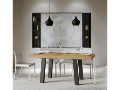 Mesa extensible 90x160/264 cm Bridge Roble Natural estructura Antracita
