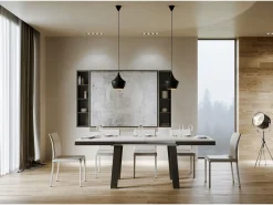 Mesa extensible 90x160/420 cm Bridge Evolution Fresno Blanco estructura Antracita
