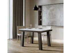 Mesa extensible 90x120/380 cm Bridge Evolution Fresno Blanco estructura Antracita