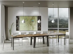 Mesa extensible 90x160/420 cm Bridge Evolution Nogal estructura Antracita