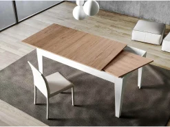 Mesa extensible 90x120/180 cm Cico Mix tapa Roble Natural patas Fresno Blanco