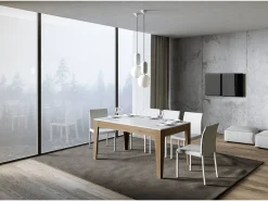 Mesa extensible 90x160/220 cm Cico Mix tapa Fresno Blanco patas Roble Natural