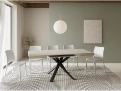 Mesa extensible 90/194x90 cm Clerk cachemira patas antracita
