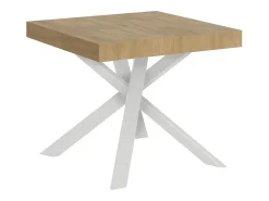 Mesa extensible 90/194x90 cm Clerk roble natural patas blancas