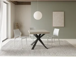 Mesa extensible 90x90/194 cm Clerk Premium tapa cachemira patas Antracita