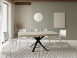 Mesa extensible 90x90/194 cm Clerk Premium tapa cachemira patas Antracita