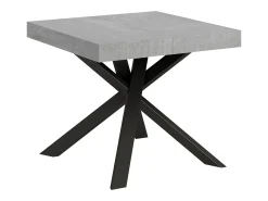 Mesa extensible 90/194x90 cm Clerk cemento patas antracita