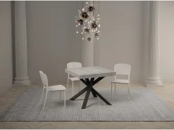 Mesa extensible 90/194x90 cm Clerk cemento patas antracita