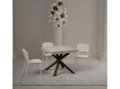 Mesa extensible 90/194x90 cm Clerk cemento patas antracita