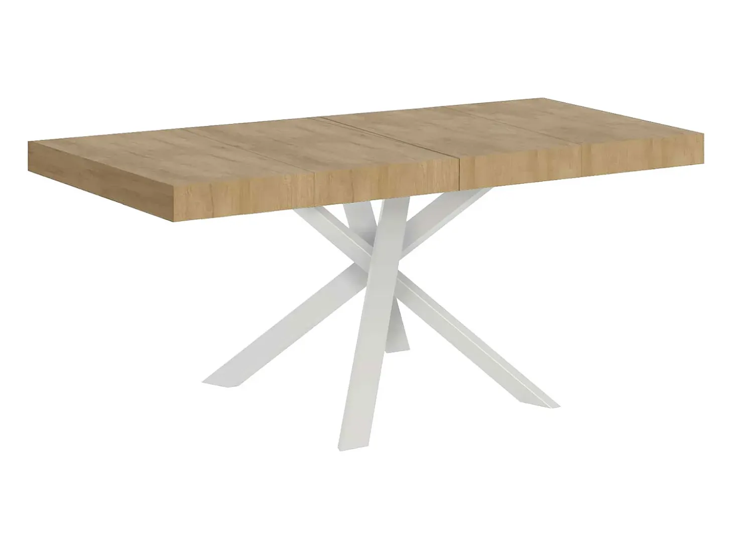 Mesa extensible 90/194x90 cm Clerk Premium roble natural patas blancas
